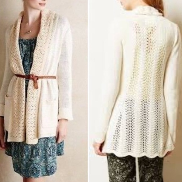 Anthropologie Sweaters - Anthropologie Angel of the North Lacestitch slouchy romantic cardigan sweater L